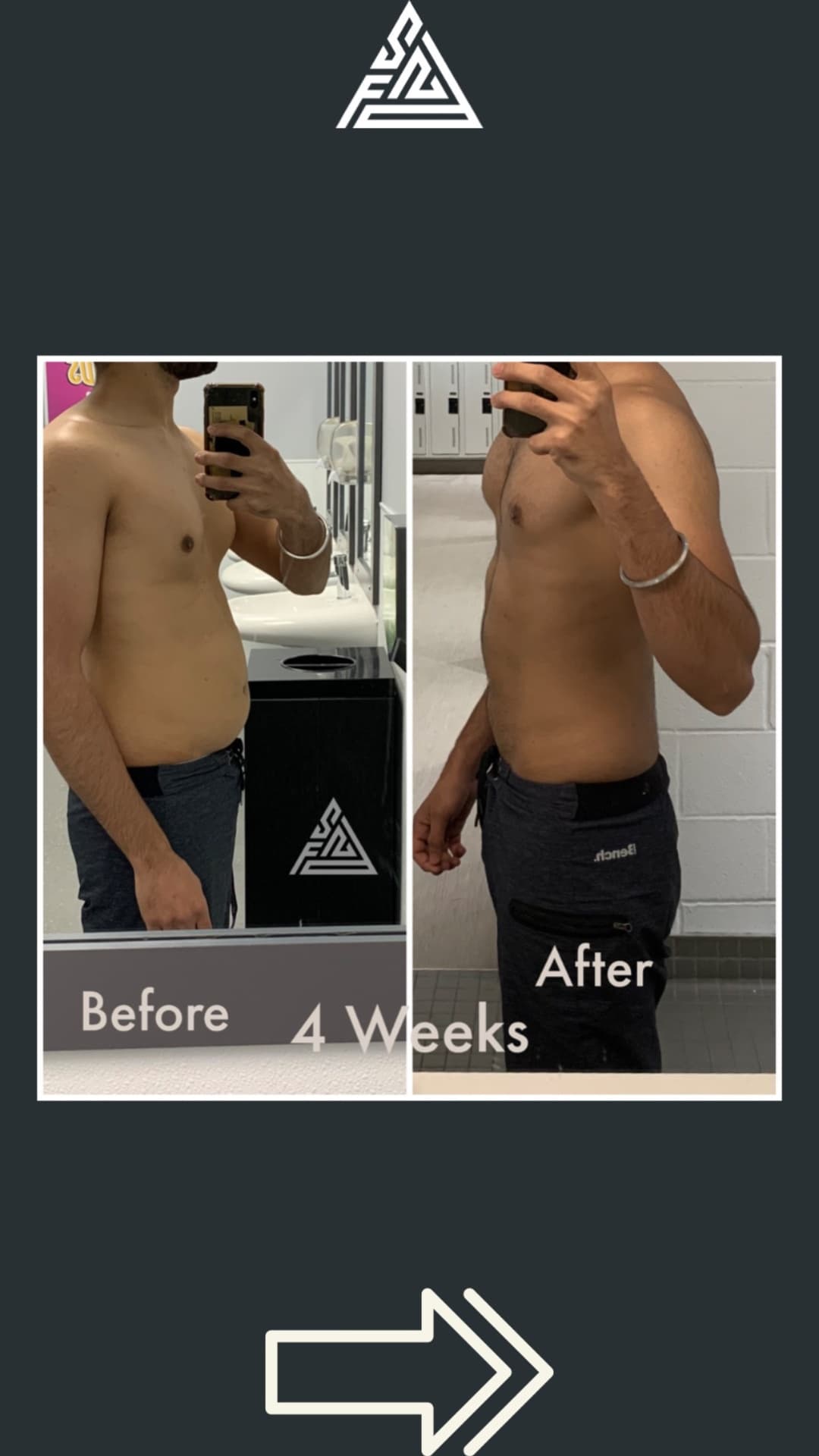 Client transformation, 4 weeks · First fortnight