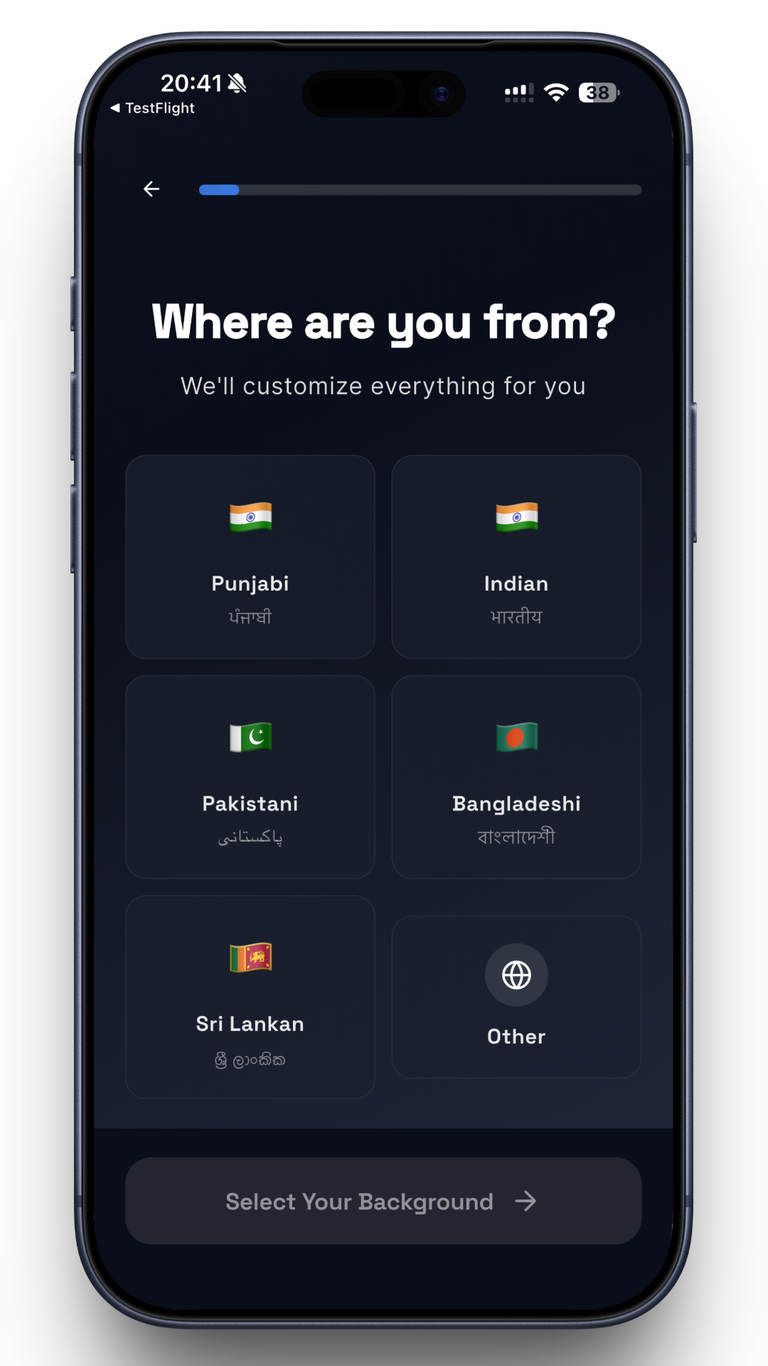 Cultural background selection
