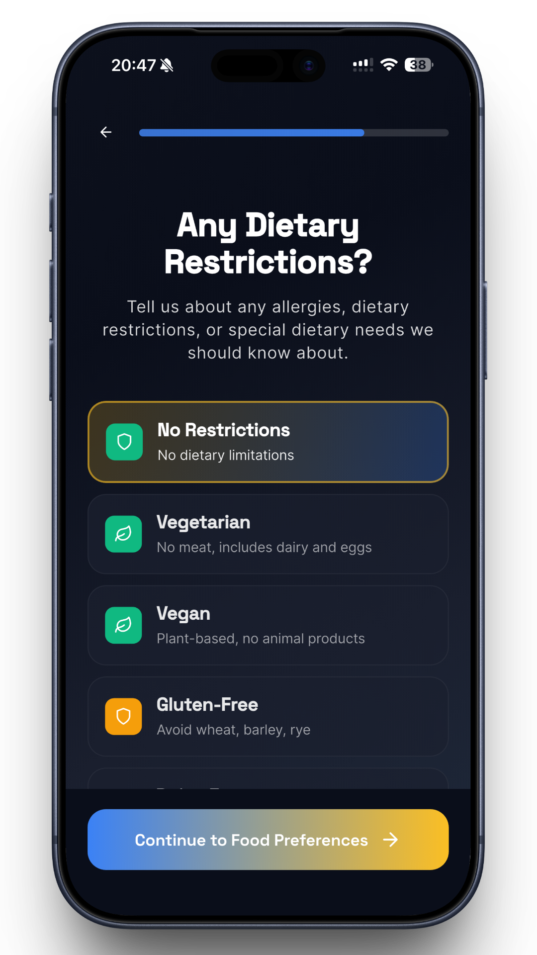 Dietary restrictions